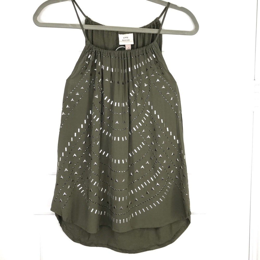 KNOX ROSE Military Green Top Metallic Accents NEW Size Small